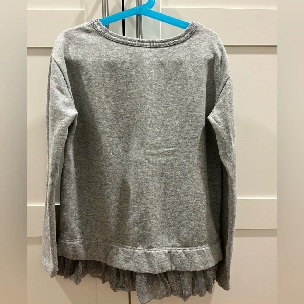 Crewcuts size 12 grey sweatshirt with sparkle silver tulle at bottom hem